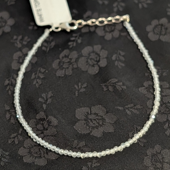 925 Sterling Silver Jewelry - Genuine White Topaz Bracelet 2 mm Faceted White Topaz Beads 925 Sterling Silver
